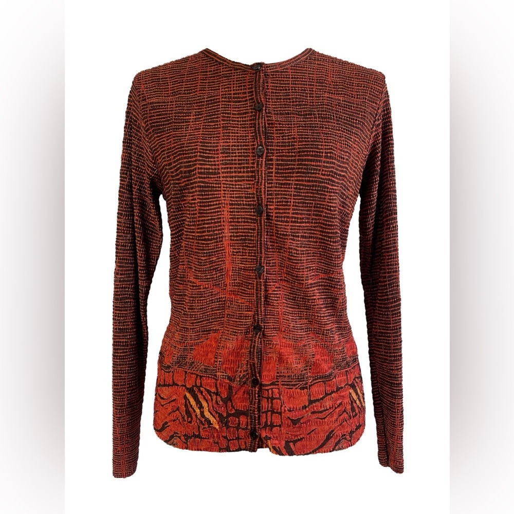 Vintage 90’s Orange & Brown Textured Button Down Cardigan
